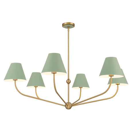 Crystorama Xavier 48'' Vibrant Gold + Green Chandelier