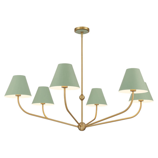 Crystorama Xavier 48'' Vibrant Gold + Green Chandelier