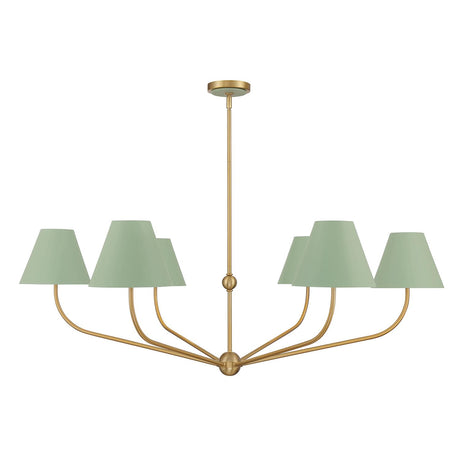 Crystorama Xavier 48'' Vibrant Gold + Green Chandelier