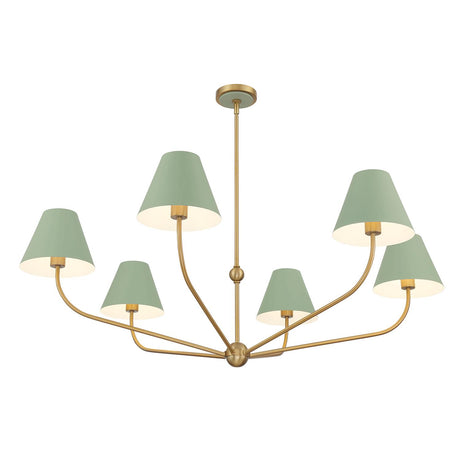 Crystorama Xavier 48'' Vibrant Gold + Green Chandelier