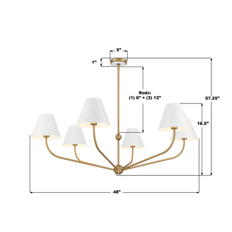 Crystorama Xavier 48'' Vibrant Gold + White Chandelier