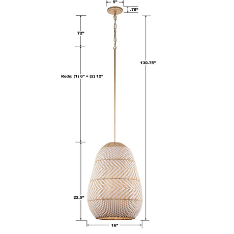 Crystorama Zanzibar 16'' Soft Gold Pendant