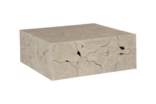 Phillips Collection Teak Slice Square Oat Finish Coffee Table