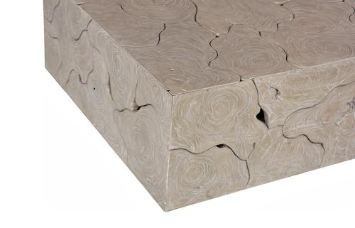 Phillips Collection Teak Slice Square Oat Finish Coffee Table