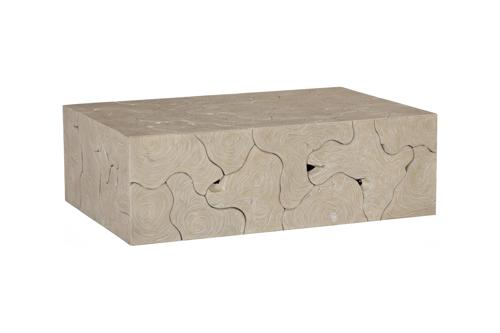 Phillips Collection Teak Slice Rectangle Oat Finish Coffee Table