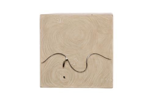 Phillips Collection Teak Slice Pedestal Square Oat Finish SM Accent