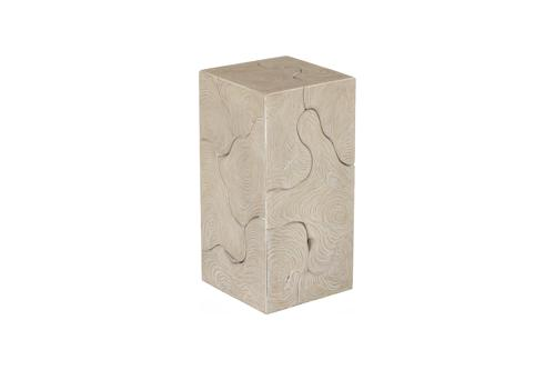 Phillips Collection Teak Slice Pedestal Square Oat Finish SM Accent