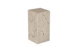 Phillips Collection Teak Slice Pedestal Square Oat Finish SM Accent