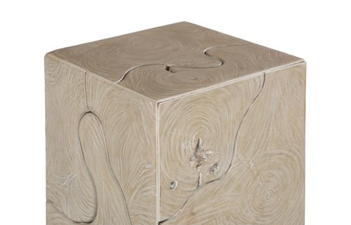 Phillips Collection Teak Slice Pedestal Square Oat Finish SM Accent