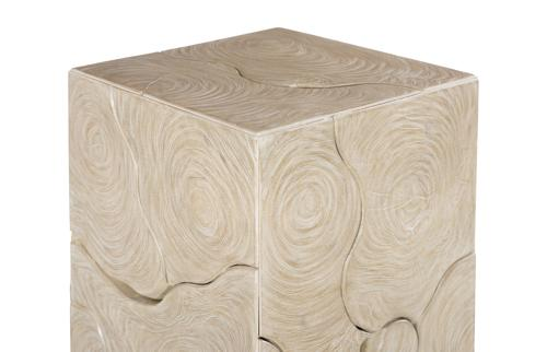 Phillips Collection Teak Slice Pedestal Square Oat Finish MD Accent