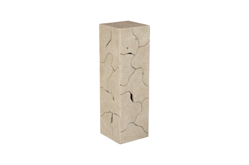 Phillips Collection Teak Slice Pedestal Square Oat Finish LG Accent