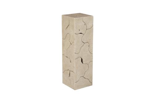 Phillips Collection Teak Slice Pedestal Square Oat Finish LG Accent
