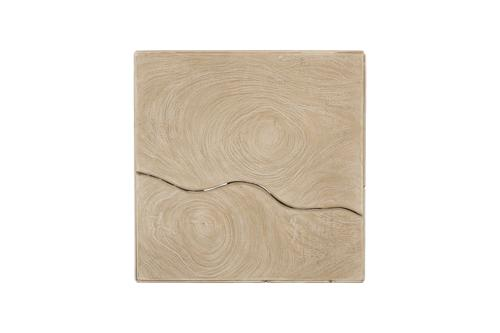 Phillips Collection Teak Slice Pedestal Square Oat Finish LG Accent
