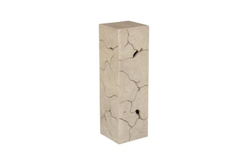 Phillips Collection Teak Slice Pedestal Square Oat Finish LG Accent
