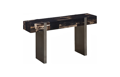 Phillips Collection Petramosaic  Table Brushed Stainless Steel Legs Console