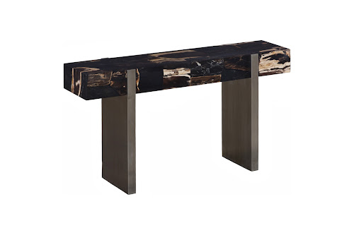 Phillips Collection Petramosaic  Table Brushed Stainless Steel Legs Console
