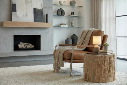 Phillips Collection Chaka Petrified Rough Cream Stool