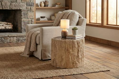 Phillips Collection Chaka Petrified Rough Cream Stool