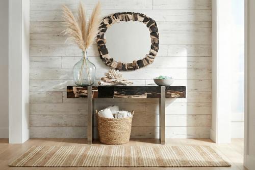 Phillips Collection Stacked Pebble Petrified Mixed Mirror