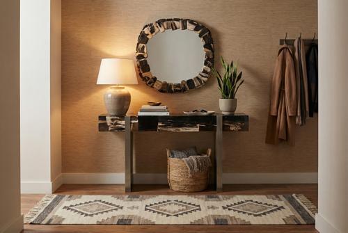 Phillips Collection Stacked Pebble Petrified Mixed Mirror
