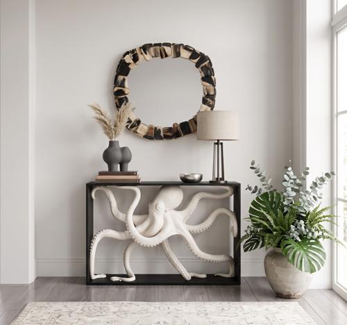 Phillips Collection Stacked Pebble Petrified Mixed Mirror