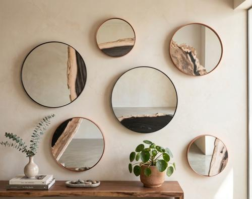 Phillips Collection Petrified Slice Copper Frame Small Mirror