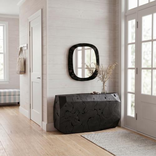 Phillips Collection Morphic Petrified Rounded Black Frame Mirror