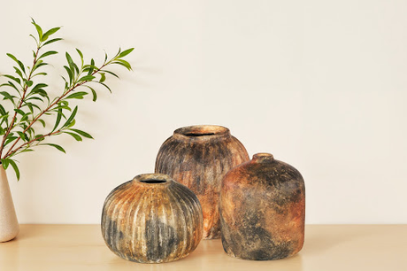 Phillips Collection Raw Umber Ribbed Vase