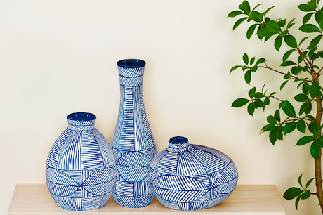 Phillips Collection Indigo Mosaic Wide Vase