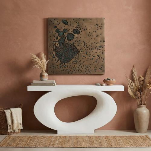 Phillips Collection Nimbus  Table White Stone Console