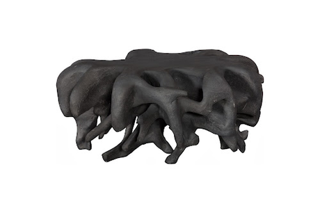 Phillips Collection Cast Round Charcoal Stone Coffee Table