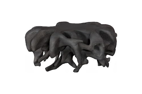 Phillips Collection Cast Round Charcoal Stone Coffee Table