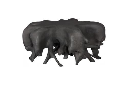 Phillips Collection Cast Round Charcoal Stone Coffee Table