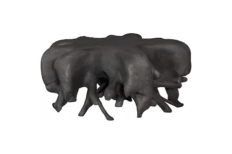 Phillips Collection Cast Round Charcoal Stone Coffee Table