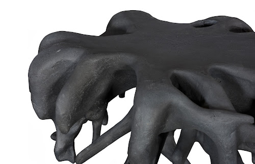 Phillips Collection Cast Round Charcoal Stone Coffee Table