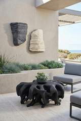 Phillips Collection Cast Round Charcoal Stone Coffee Table
