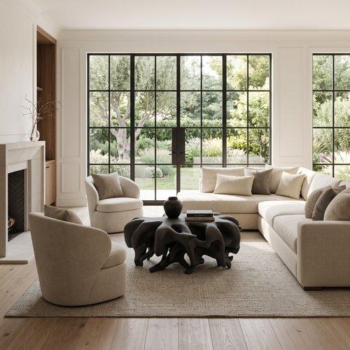 Phillips Collection Cast Round Charcoal Stone Coffee Table