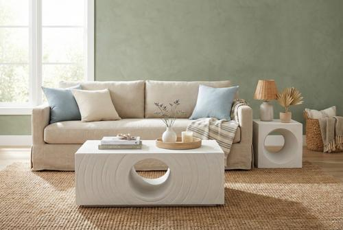Phillips Collection Void White Stone Side Table