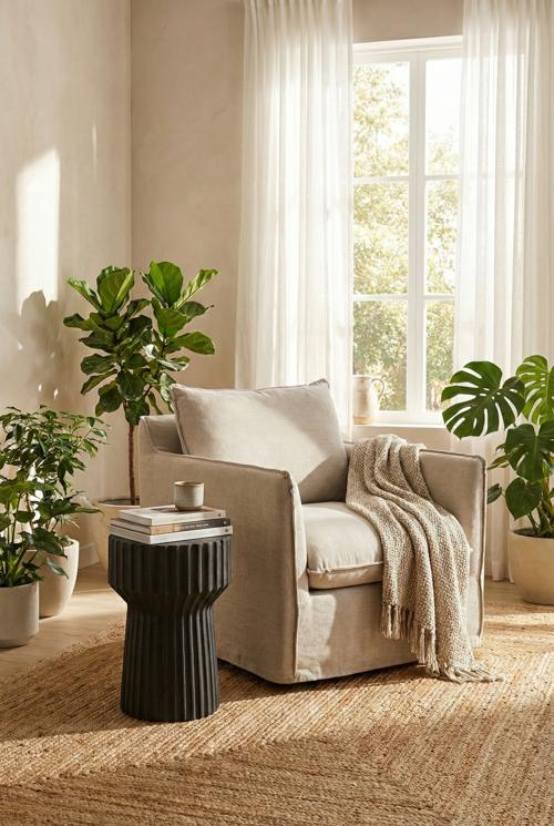 Phillips Collection Vetra Charcoal Stone Side Table
