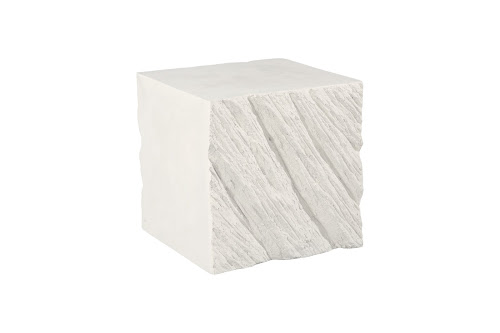 Phillips Collection Shear , Square White Stone Side Table