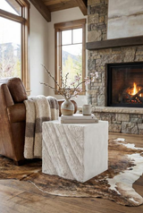 Phillips Collection Shear , Square White Stone Side Table
