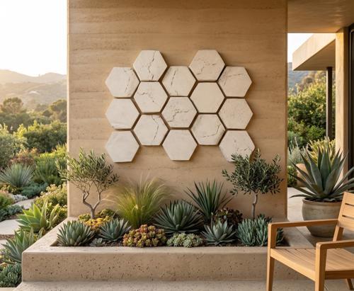 Phillips Collection Hexagon Wall Tiles, Set of 3 Roman Stone Wall Art