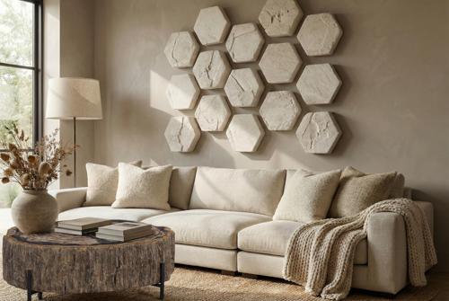 Phillips Collection Hexagon Wall Tiles, Set of 3 Roman Stone Wall Art