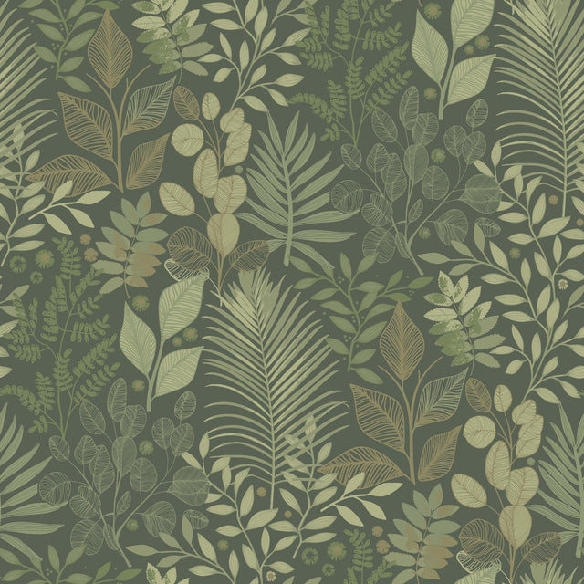 A-Street Prints Ängslycka Dark Green Forest Botanicals Wallpaper