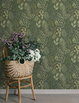 A-Street Prints Ängslycka Dark Green Forest Botanicals Wallpaper