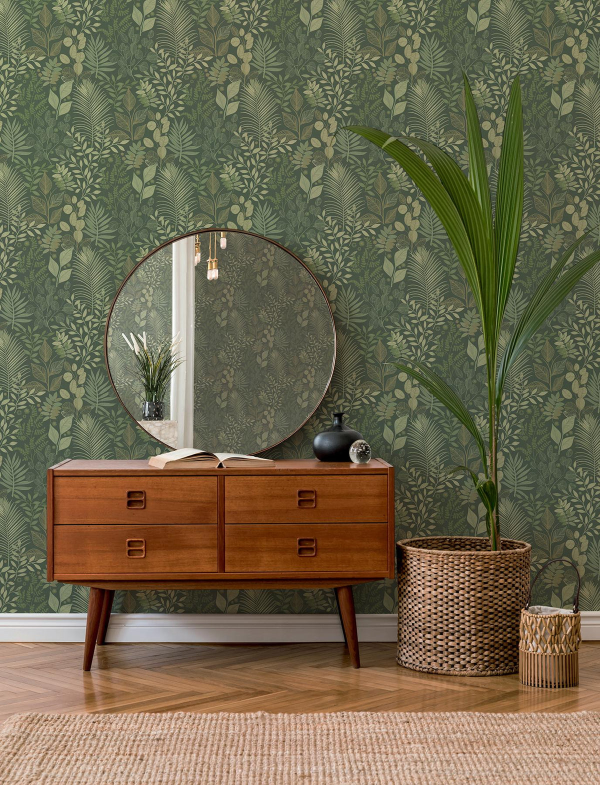 A-Street Prints Ängslycka Dark Green Forest Botanicals Wallpaper