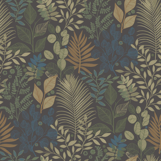 A-Street Prints Ängslycka Charcoal Forest Botanicals Wallpaper