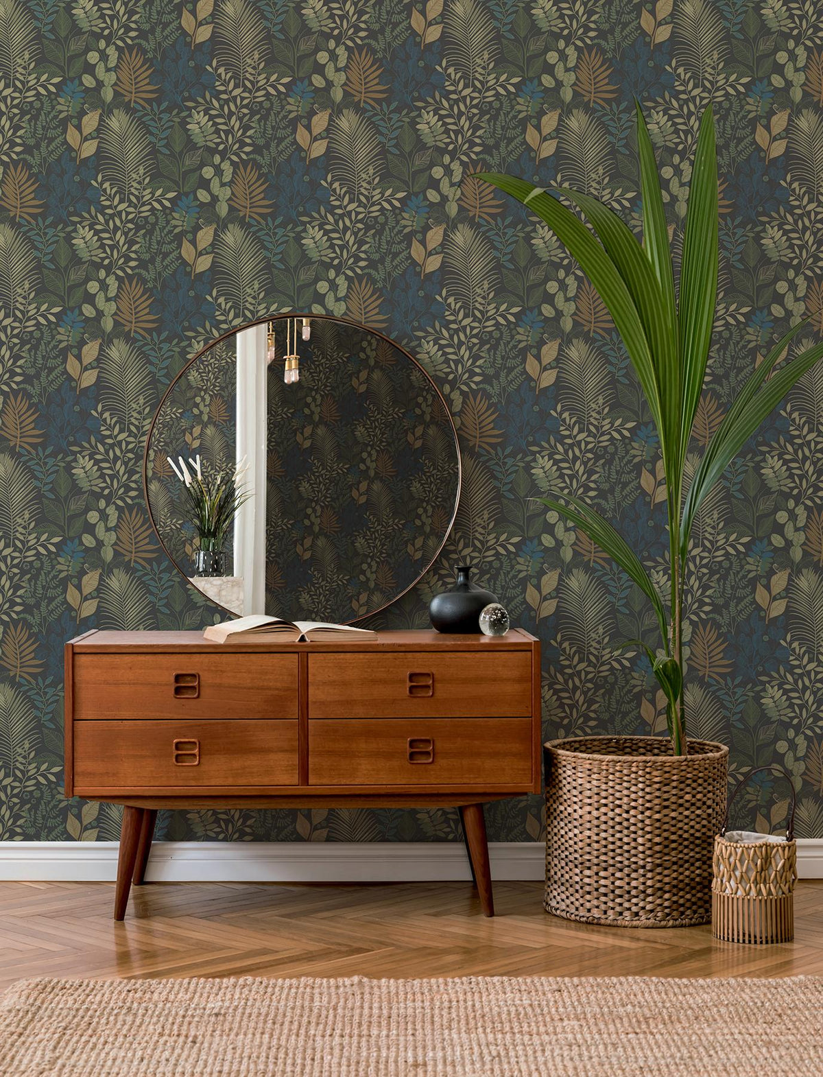 A-Street Prints Ängslycka Charcoal Forest Botanicals Wallpaper