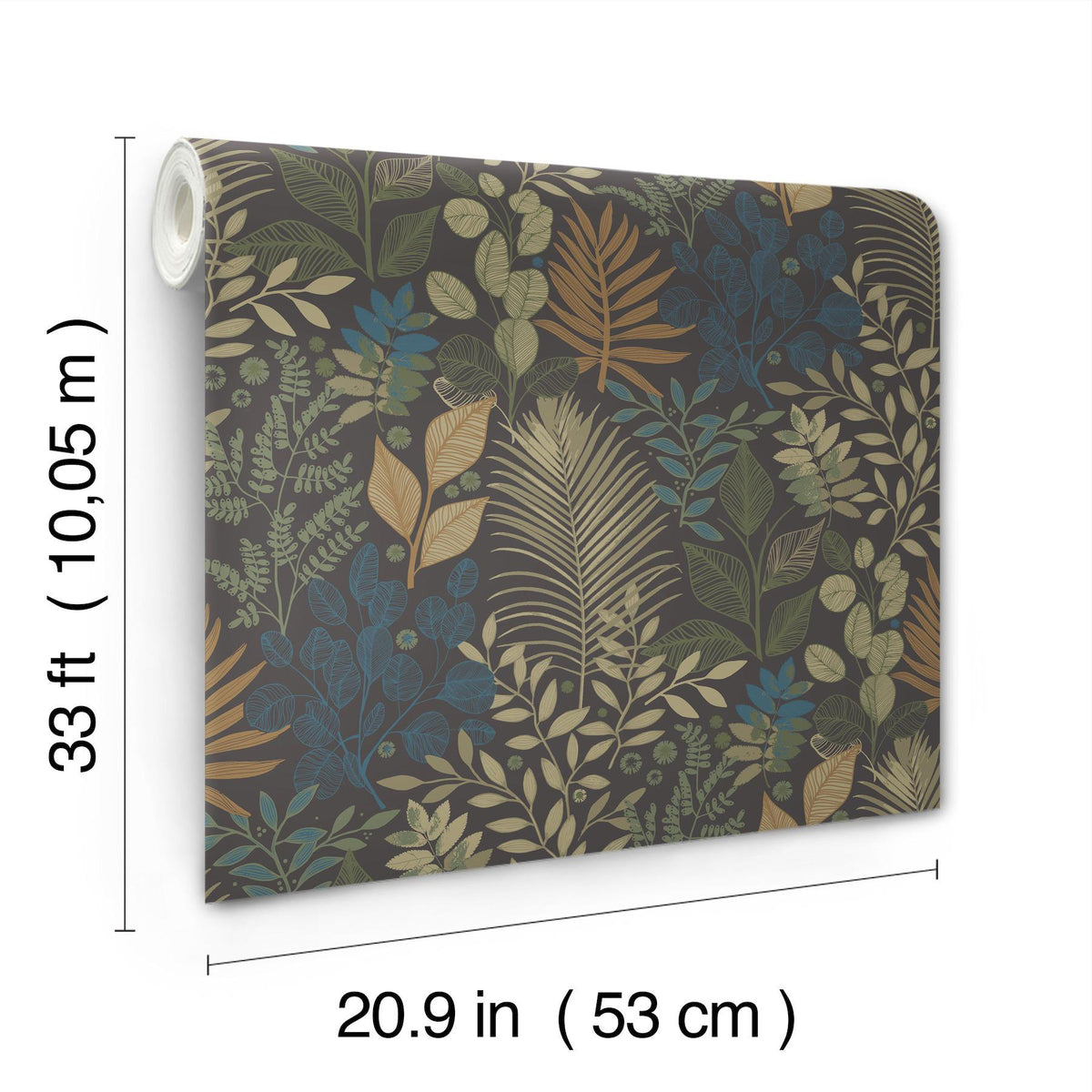 A-Street Prints Ängslycka Charcoal Forest Botanicals Wallpaper
