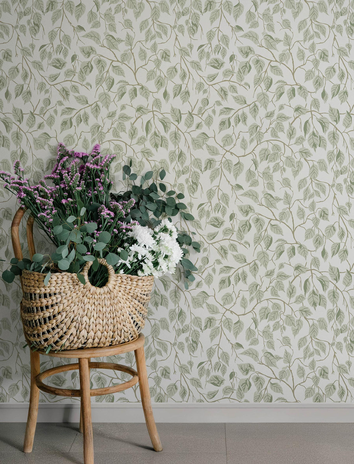 A-Street Prints Hängbjörk Sage Vine Wallpaper
